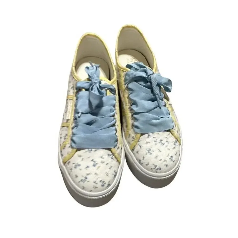 LoveShackFancy Superga Platform Sneakers sz EU 40 US 9 Low Top Yellow Blue Shoes - Picture 3 of 16